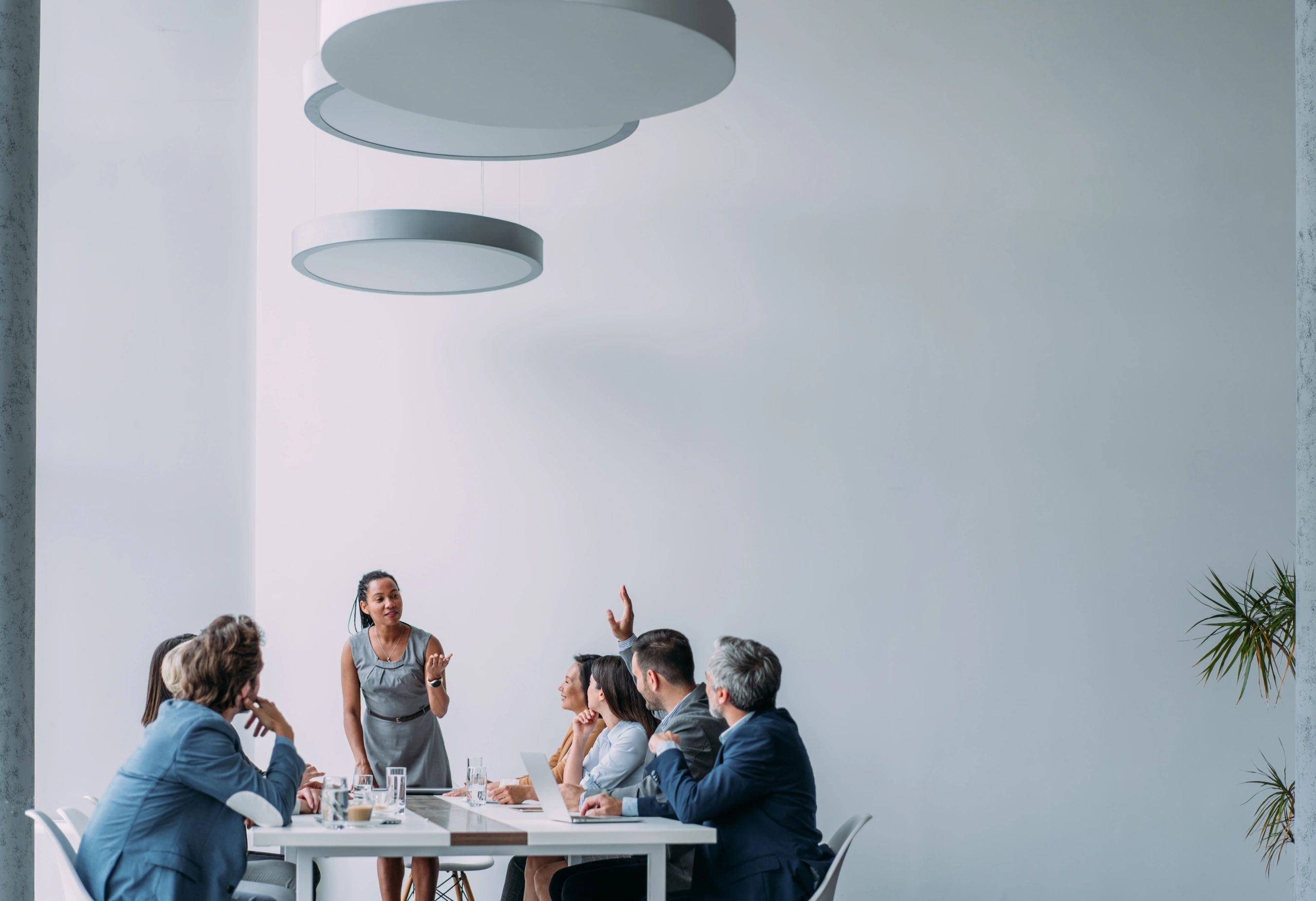 Team collaborating in a meeting on growth strategy