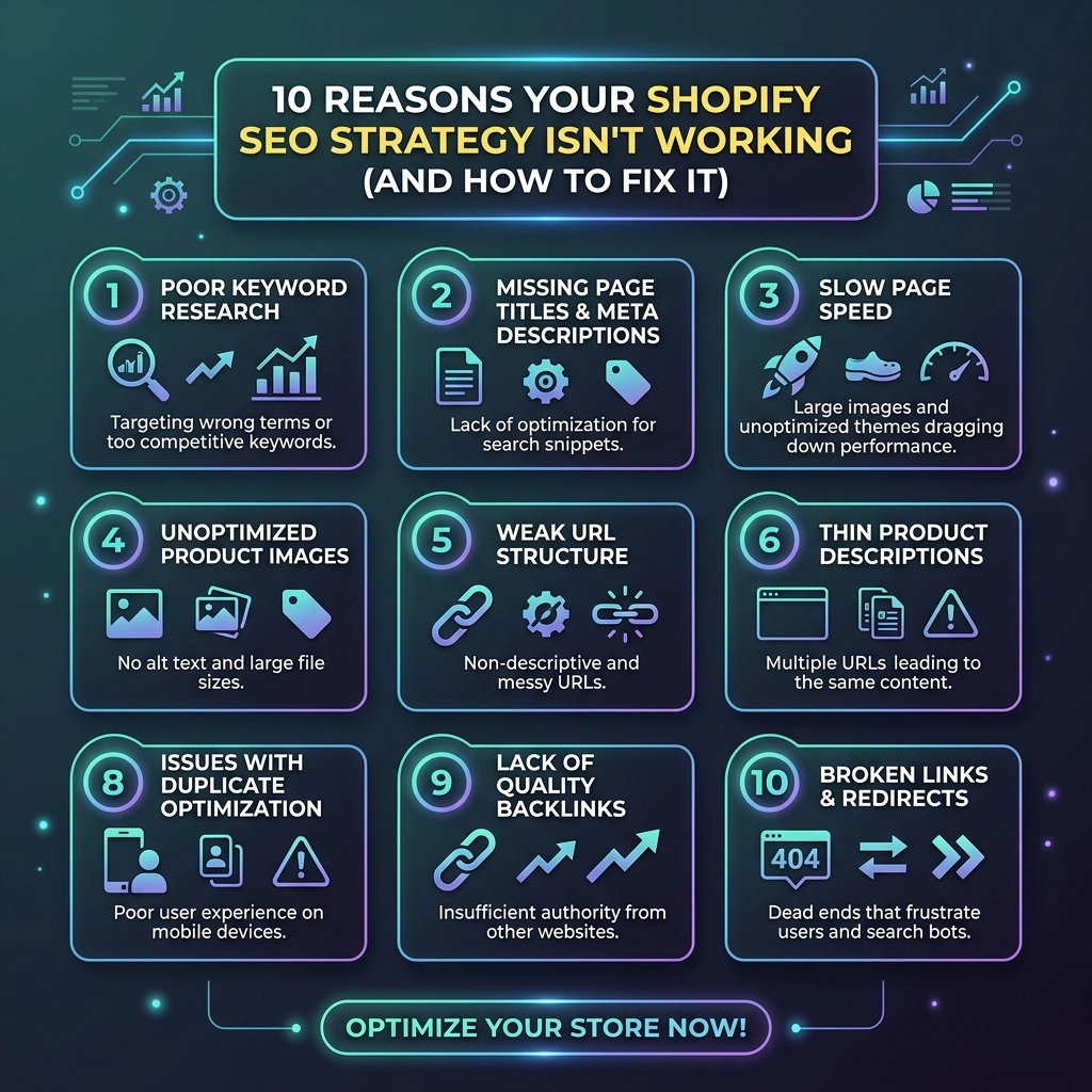 10 Reasons Your Shopify SEO Strategy Isn’t Working (And How to Fix It)