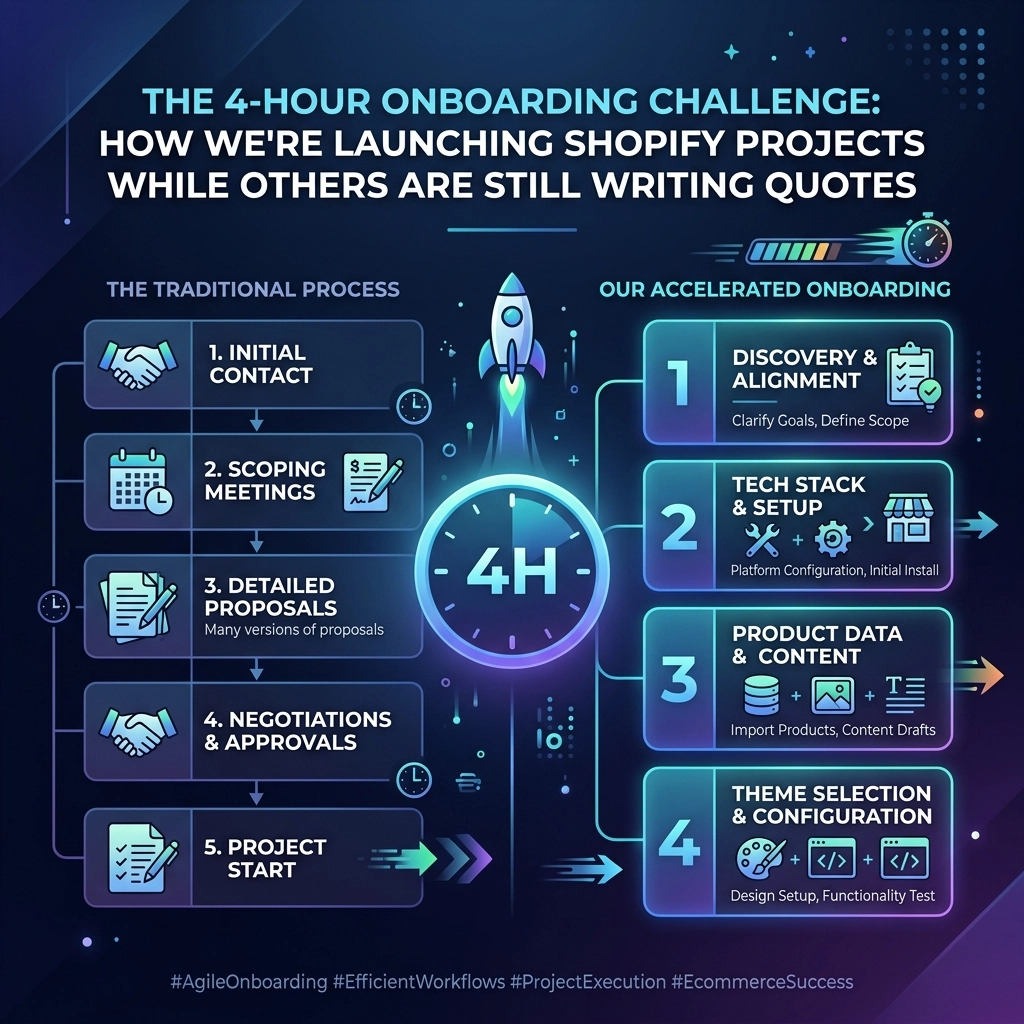 The 4-Hour Onboarding Challenge: How We’re Launching Shopify Projects While Others are Still Writing Quotes
